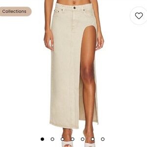 GRLFRND Women's Jean Tan and Cream Skirt